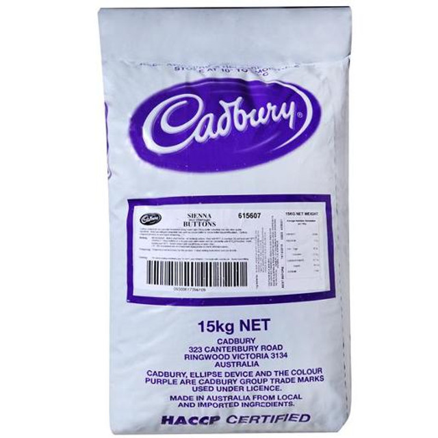 MILK CHOCOLATE BUTTONS SIENNA CADBURY 15KG 615607