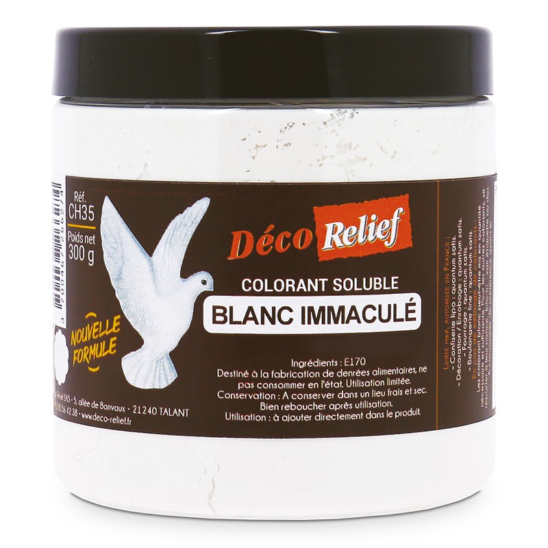 DECO RELIEF COLORANT BLANC WHITE COLOUR POWDER LIPOSOLUBLE ***300G***