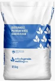FLOUR WHITE BAKERS PREMIUM SUSTAINABLE *** BLUE & WHITE*** WHOLEGRAIN MILLING 12.5KG