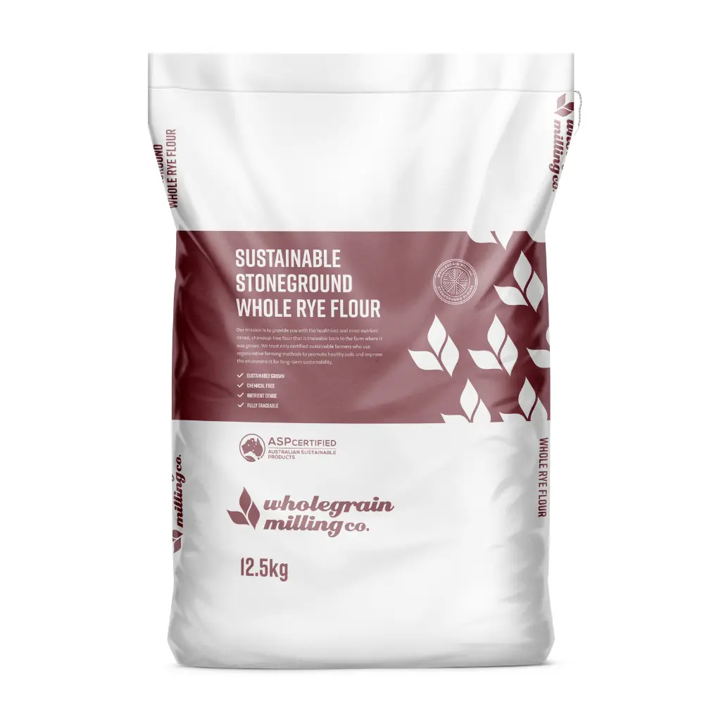 FLOUR RYE WHOLE SUSTAINABLE STONEGROUND WHOLEGRAIN MILLING 12.5KG