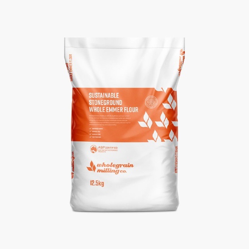 [WGEMMERWH12.5] FLOUR EMMER WHOLEWHEAT SUSTAINABLE 12.5KG WHOLEGRAIN MILLING