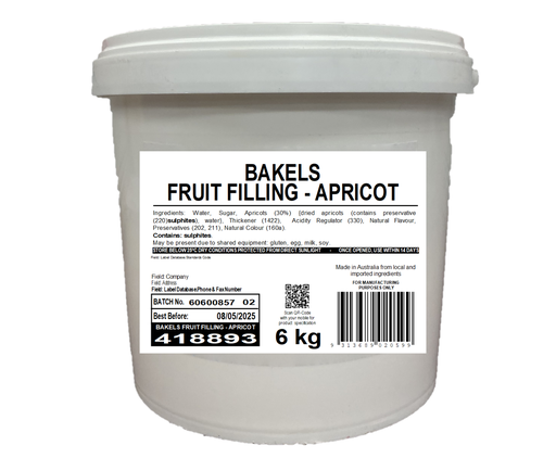 [AB418893] APRICOT FLAVOURED FRUIT FILLING BAKELS 6kg