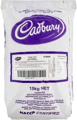 [CADTUSCBUT] CHOCOLATE DARK BUTTONS TUSCANY CADBURY 15KG 615609