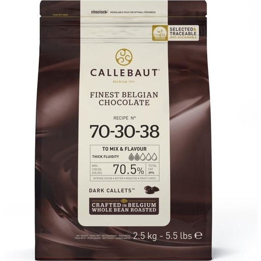 [CALLDARK702.5] CHOCOLATE CALLEBAUT 70-30-38 DARK CALLET 70.5% 2.5KG